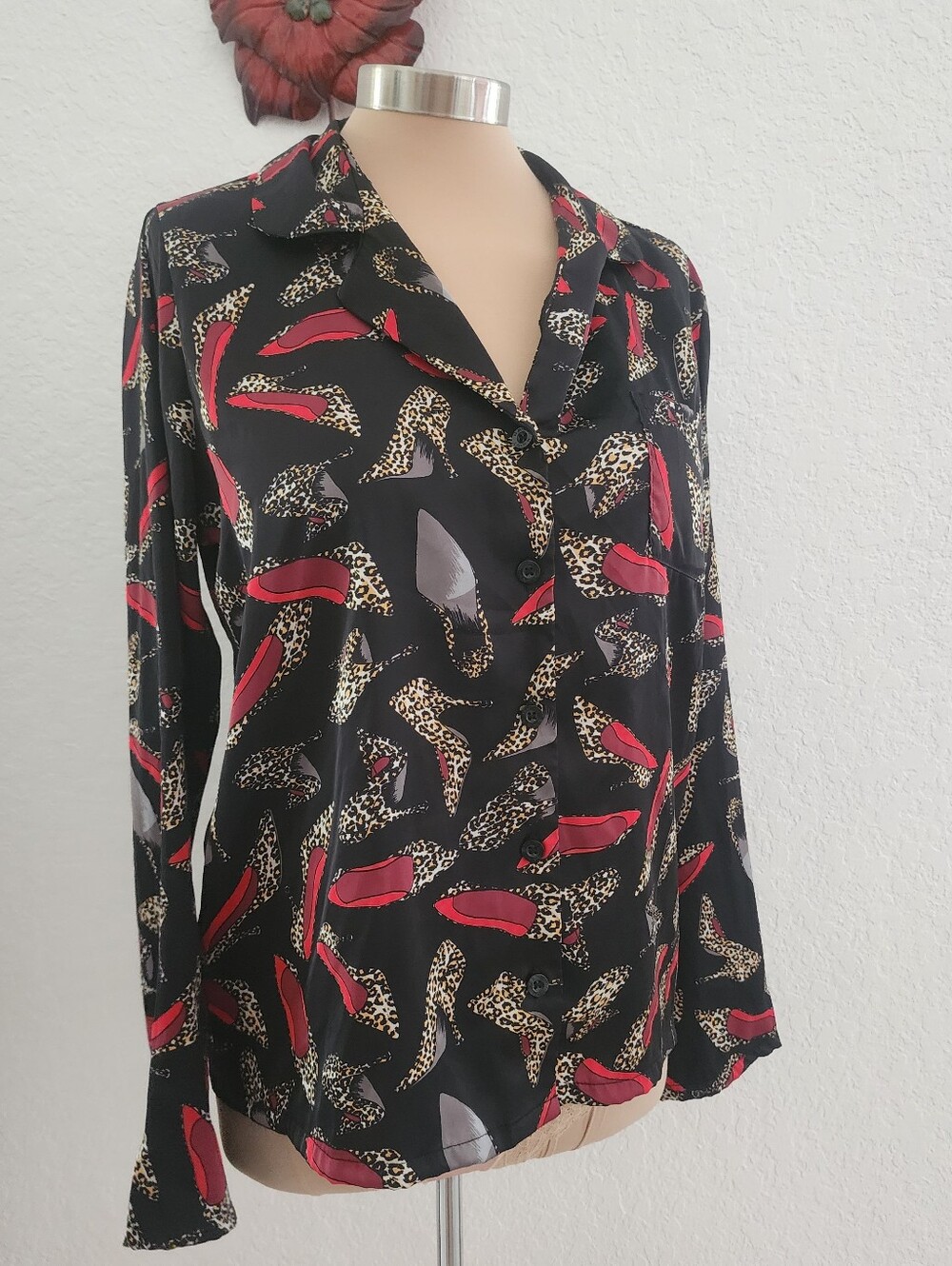 NICOLE MILLER | Leopard Print High Heel Camisole Satin Sleepwear Top